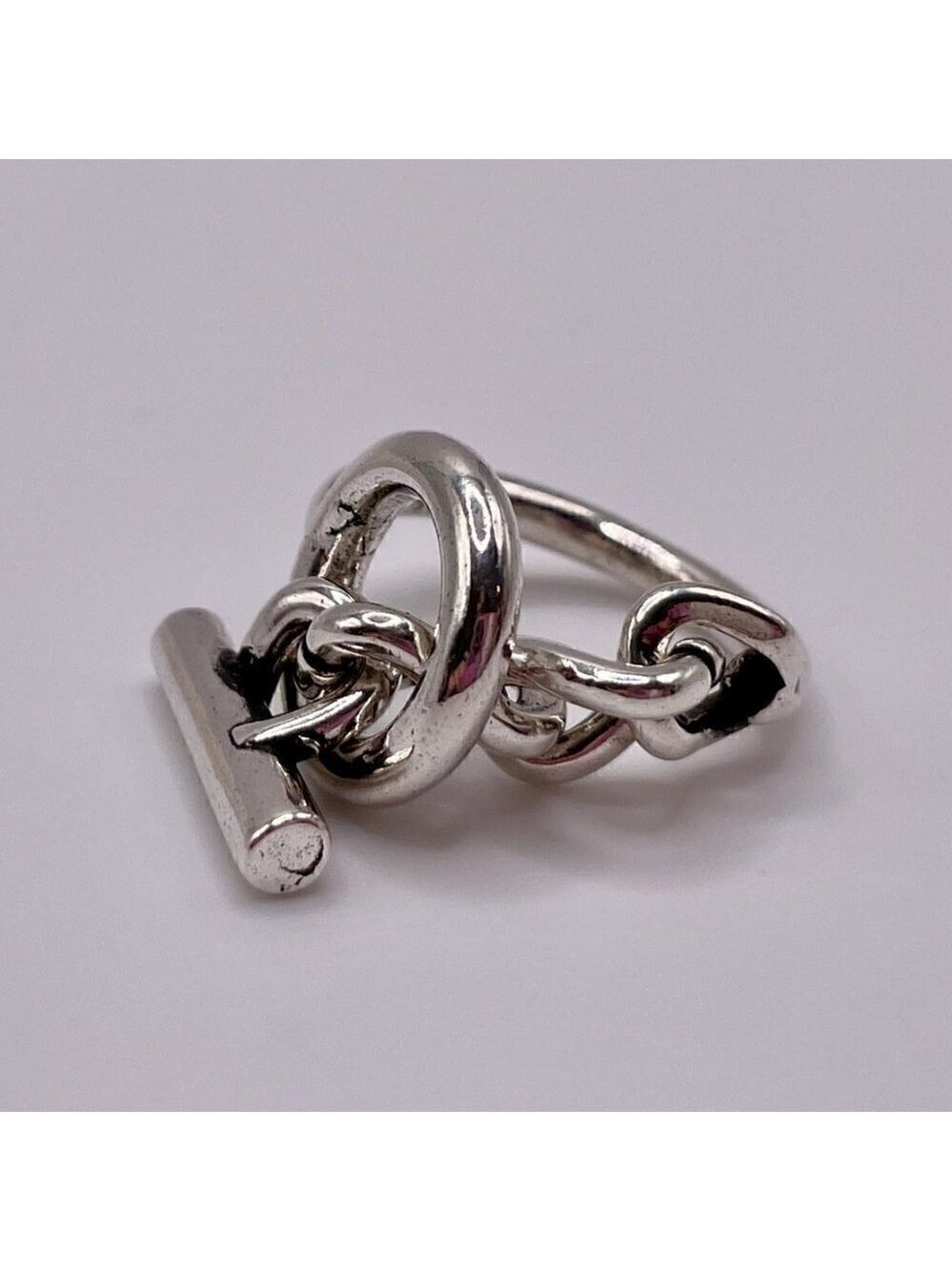 925 Sterling Stamped Loop and Toggle Adjustable Boho Ring #1309 - Picture 9 of 12